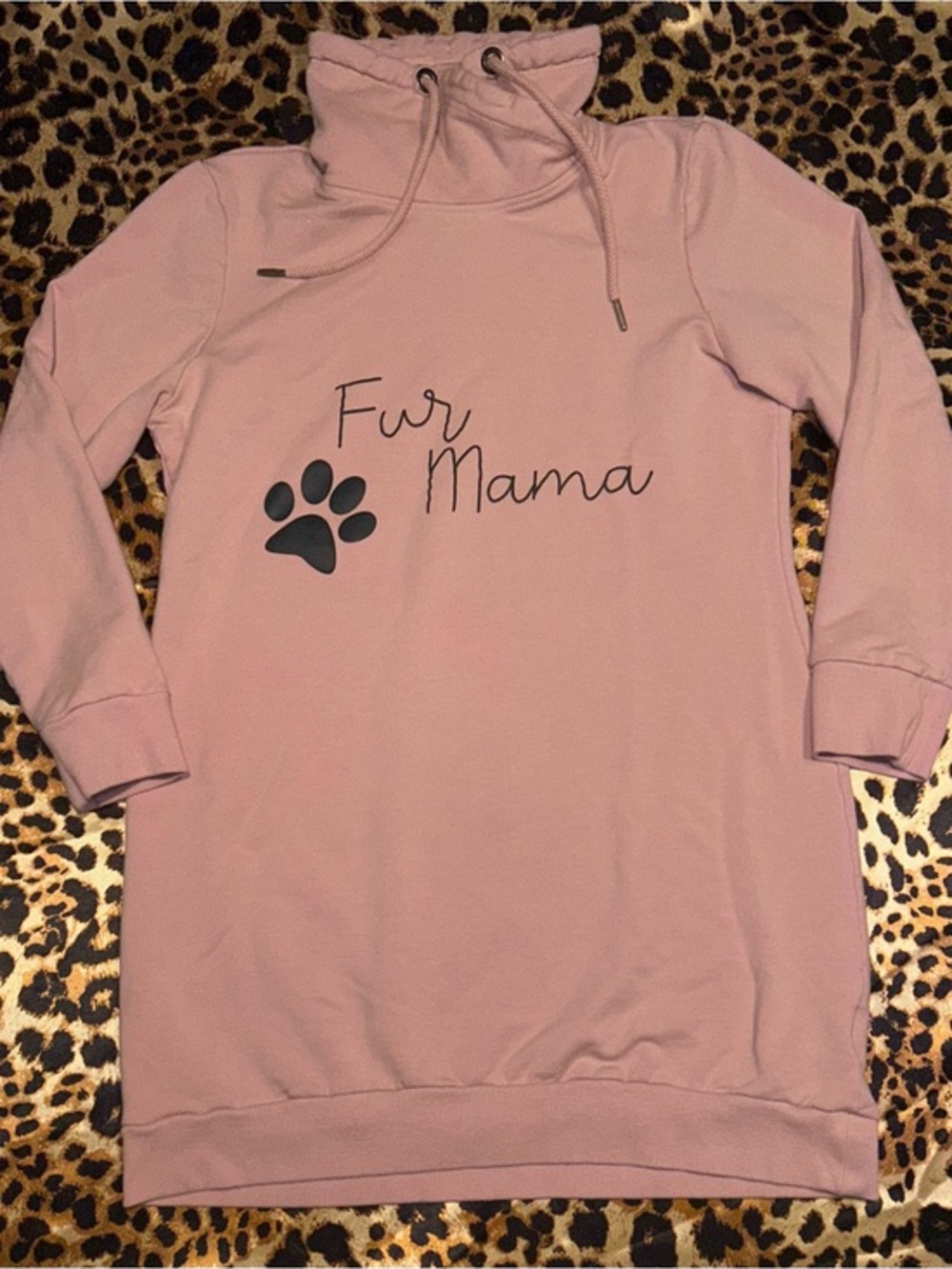 Serra Pink Fur Mama Graphic Sweatshirt Dress